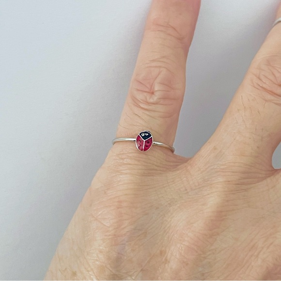 Sterling Silver Tiny Ladybug Ring, Silver Rings, Love Bugs, Good Luck, Insects - Picture 11 of 13